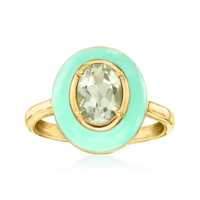 Ross-simons Prasiolite Ring With Pastel Green Enamel In 18kt Gold Over Sterling