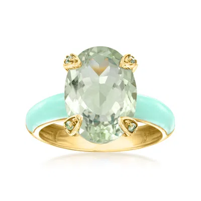 Ross-simons Prasiolite Ring With Peridot And Pastel Green Enamel In 18kt Gold Over Sterling