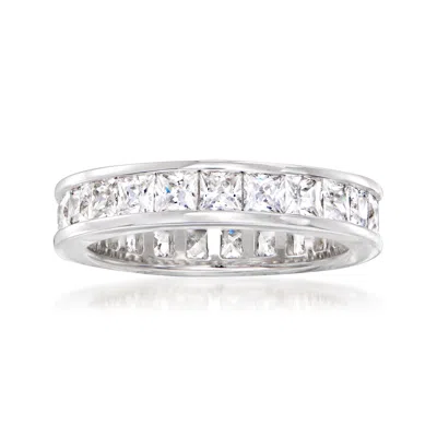 Ross-simons Princess-cut Cz Eternity Band In Sterling Silver In Metallic