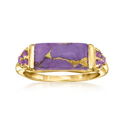 Ross-simons Purple Turquoise And .10 Ct. T.w. Amethyst Ring In 18kt Gold Over Sterling