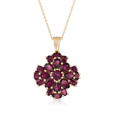 Ross-simons Rhodolite Garnet Cluster Pendant Necklace In 18kt Gold Over Sterling In Purple