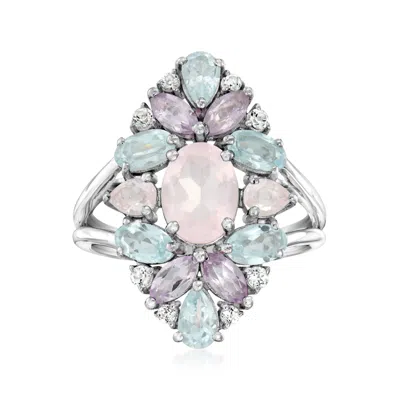 Ross-simons Rose Quartz And Pastel Multi-gemstone Ring In Sterling Silver In Yellow