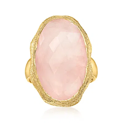 Ross-simons Rose Quartz Ring In 18kt Gold Over Sterling In Pink