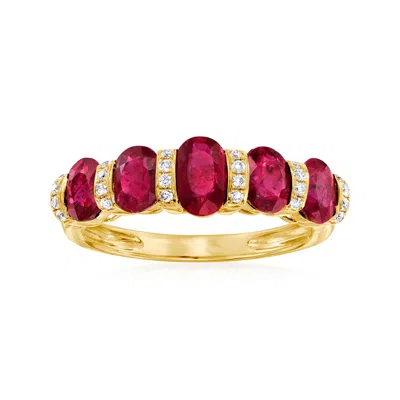 Ross-simons Ruby And .11. Ct. T. W. Diamond Ring In 14kt Yellow Gold In Red