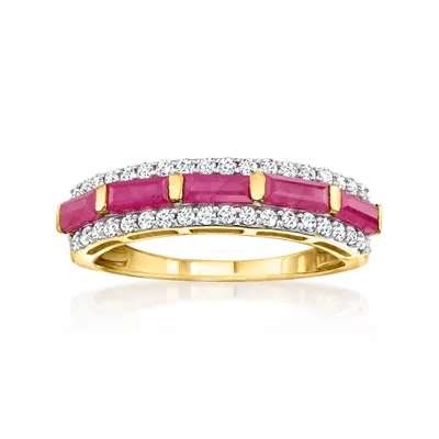 Ross-simons Ruby And . Diamond Ring In 14kt Yellow Gold In Pink