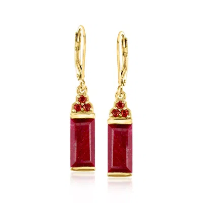 Ross-simons Ruby And . Garnet Drop Earrings In 18kt Gold Over Sterling In Red