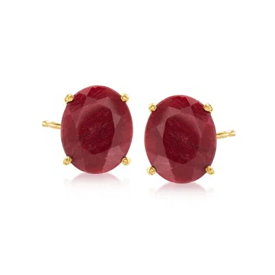 Ross-simons Ruby Earrings In 18kt Gold Over Sterling In Red