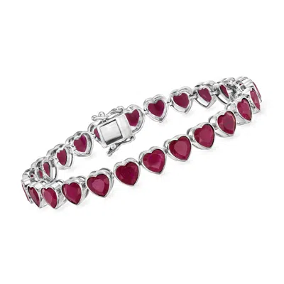 Ross-simons Ruby Heart Tennis Bracelet In Sterling Silver In Red