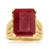 Ross-simons Ruby Multi-row Ring In 18kt Gold Over Sterling In Transparent