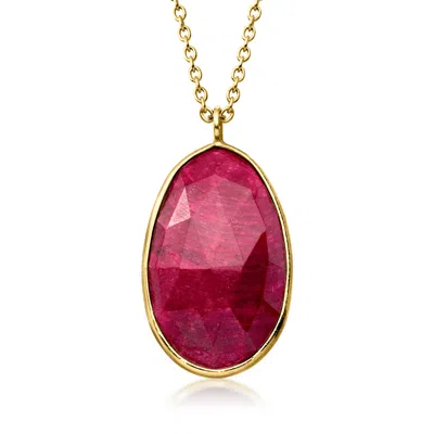 Ross-simons Ruby Necklace In 18kt Gold Over Sterling In Pink