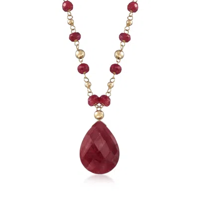 Ross-simons Ruby Station Necklace In 14kt Yellow Gold In Multi