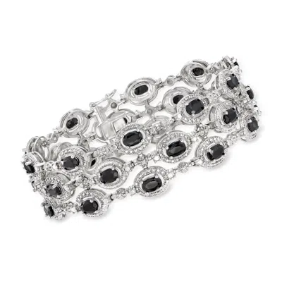 Ross-simons Sapphire 3-row Bracelet With Single Diamond In Sterling Silver In Metallic
