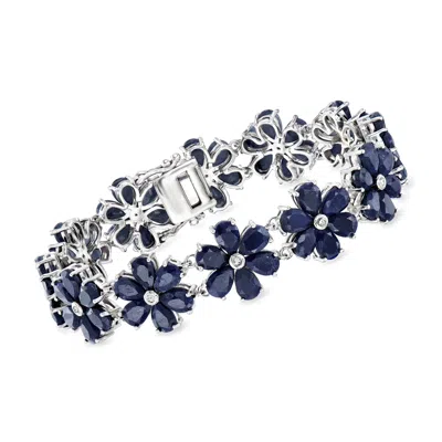 Ross-simons Sapphire And . Diamond Flower Bracelet In Sterling Silver In Multi