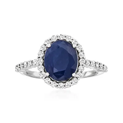 Ross-simons Sapphire And . Diamond Ring In 14kt White Gold In Metallic