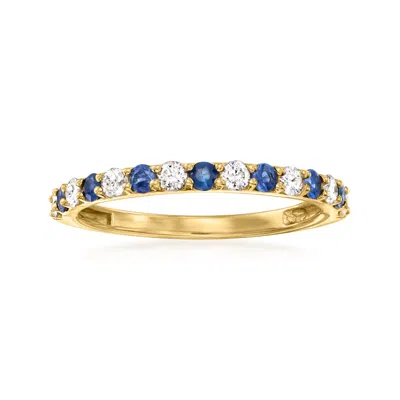 Ross-simons Sapphire And . Diamond Ring In 14kt Yellow Gold In Blue