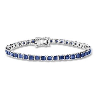 Ross-simons Sapphire And . Diamond Tennis Bracelet In Sterling Silver In Multi