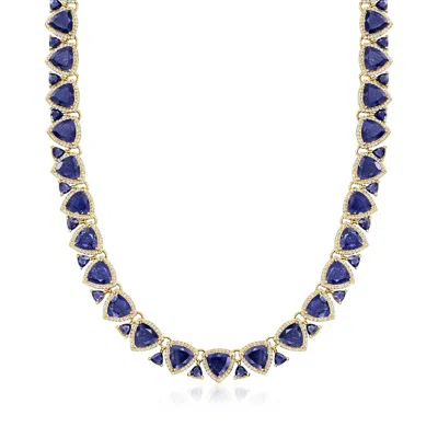Ross-simons Sapphire And White Topaz Necklace In 18kt Gold Over Sterling In Multi