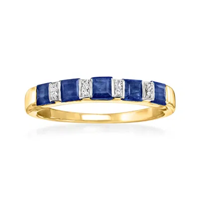 Ross-simons Sapphire Ring With Diamond Accents In 18kt Gold Over Sterling In Blue