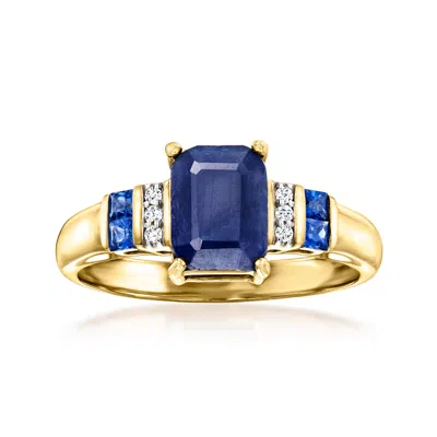 Ross-simons Sapphire Ring With Diamond Accents In 14kt Yellow Gold In Blue