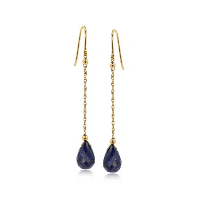 Ross-simons Sapphire Teardrop Earrings In 10kt Yellow Gold In Multi