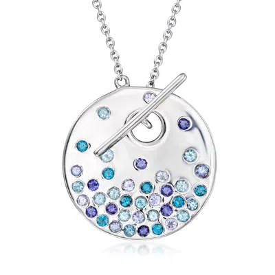 Ross-simons Scattered Multi-gemstone Toggle Necklace In Sterling Silver In Metallic