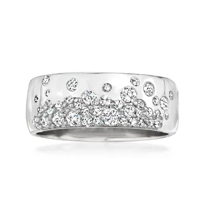 Ross-simons Scattered-diamond Ring In Sterling Silver In Metallic