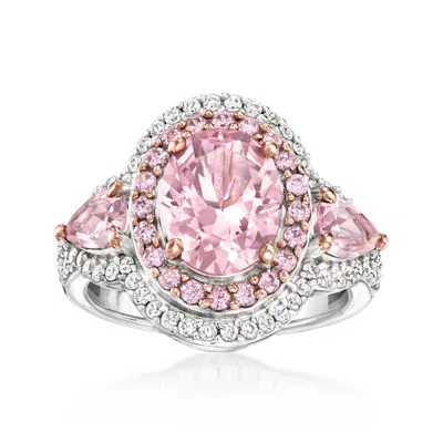 Ross-simons Simulated Morganite Ring With . Czs In Sterling Silver In Metallic