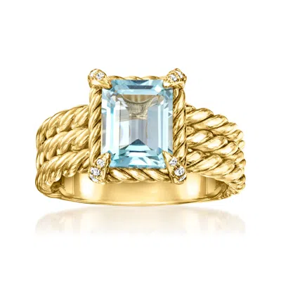 Ross-simons Sky Blue Topaz 3-row Ring With White Topaz In 18kt Gold Over Sterling