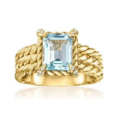 Ross-simons Sky Blue Topaz 3-row Ring With White Topaz In 18kt Gold Over Sterling