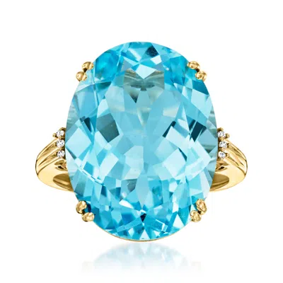 Ross-simons Sky Blue Topaz Cocktail Ring With Diamond Accents In 14kt Yellow Gold In White
