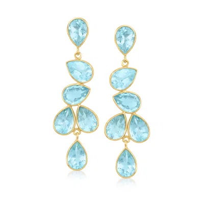 Ross-simons Sky Blue Topaz Drop Earrings In 18kt Gold Over Sterling