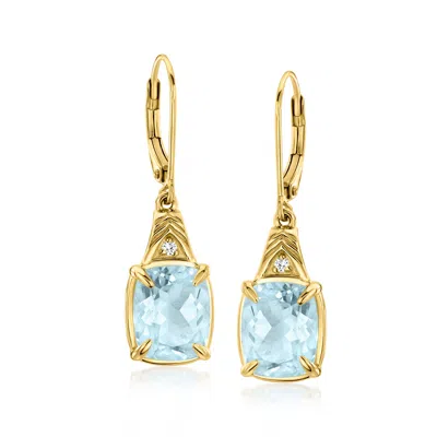 Ross-simons Sky Blue Topaz Drop Earrings With Lab-grown Diamonds In 18kt Gold Over Sterling