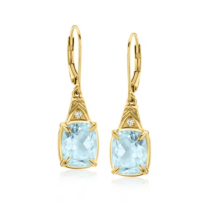 Ross-simons Sky Blue Topaz Drop Earrings With Lab-grown Diamonds In 18kt Gold Over Sterling In Pattern