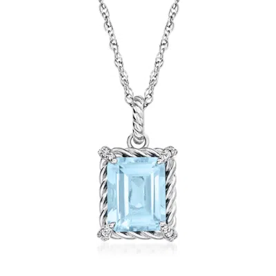 Ross-simons Sky Blue Topaz Pendant Necklace With White Topaz In Sterling Silver In Transparent