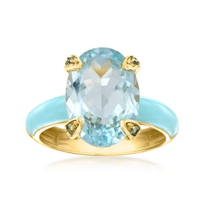 Ross-simons Sky Blue Topaz Ring With Swiss Blue Topaz And Pastel Blue Enamel In 18kt Gold Over Sterling