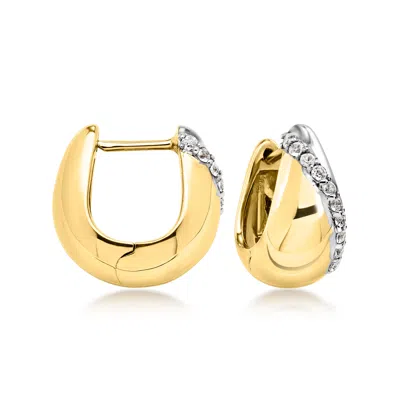 Ross-simons Sterling Silver And 18kt Gold Over Sterling Reversible Curved Earrings With White Topaz