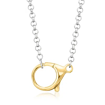 Ross-simons Sterling Silver And 18kt Gold Over Sterling Rolo-chain Lobster Clasp Necklace In Metallic