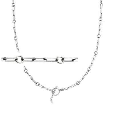 Ross-simons Sterling Silver Charm-compatible Paper Clip Link Toggle Necklace