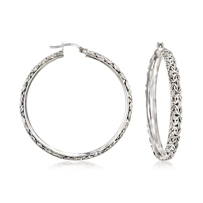 Ross-simons Sterling Silver Extra-large Byzantine Hoop Earrings In Metallic