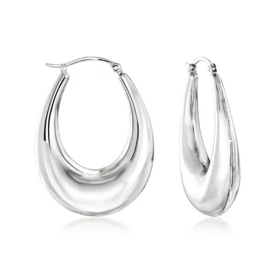 Ross-simons Sterling Silver Graduated Hoop Earrings In Orange
