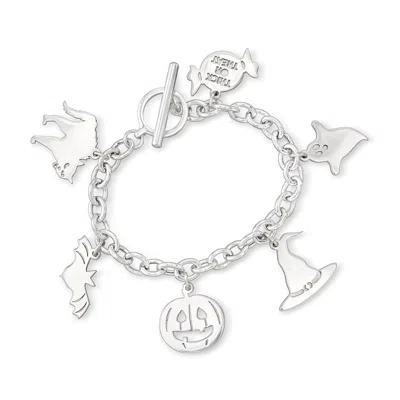 Ross-simons Sterling Silver Halloween Charm Bracelet In Metallic