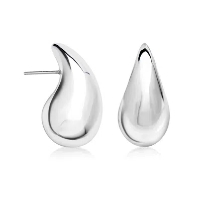 Ross-simons Sterling Silver Large Teardrop Earrings In Metallic