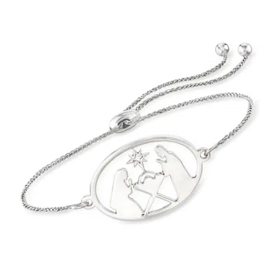 Ross-simons Sterling Silver Nativity Oval Bolo Bracelet In Yellow