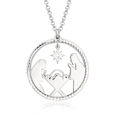 Ross-simons Sterling Silver Nativity Pendant Necklace In Yellow