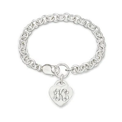 Ross-simons Sterling Silver Personalized Heart Charm Bracelet