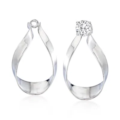 Ross-simons Sterling Silver Ribbon Drop Earring Jackets In Metallic
