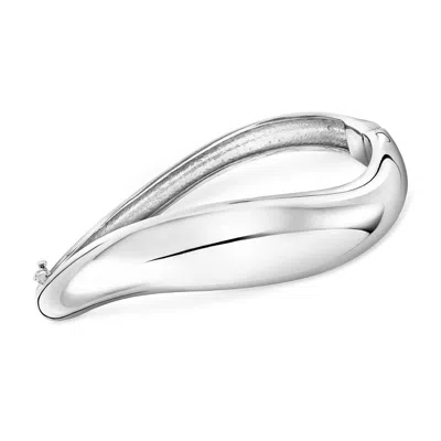 Ross-simons Sterling Silver Sculptural Bangle Bracelet In Metallic