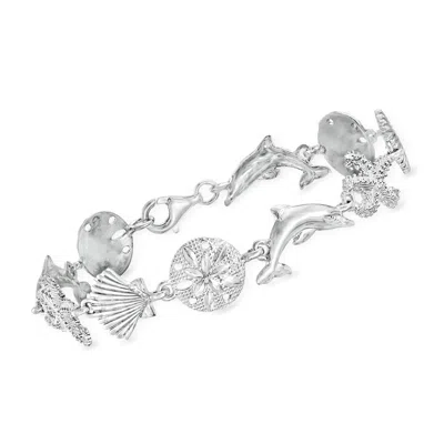 Ross-simons Sterling Silver Sea Life Link Bracelet In Metallic