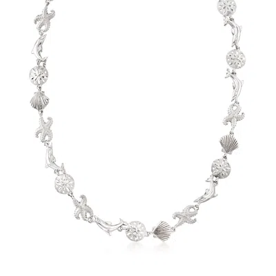 Ross-simons Sterling Silver Sea Life Link Necklace In Metallic