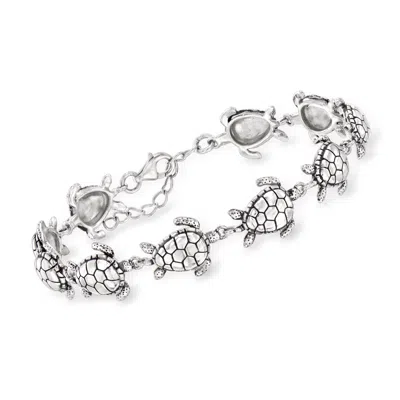 Ross-simons Sterling Silver Sea Turtle Bracelet In Metallic